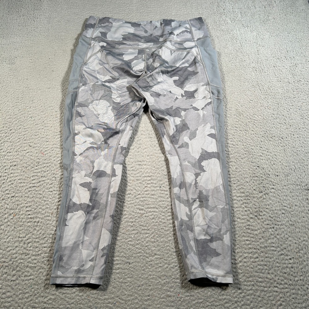 Athleta All In Camo 7/8 Tights Womens S Gray Nylon Stretch Pull On Active‎ Yoga - Picture 2 of 12